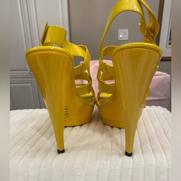 NWOBox Size 8 Michael Antonio Yellow Platform Open Toe Ankle Strap Heels - Picture 4 of 7